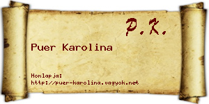 Puer Karolina névjegykártya